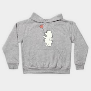 Kawaii Cute Polar Bear With Heart Kids Hoodie